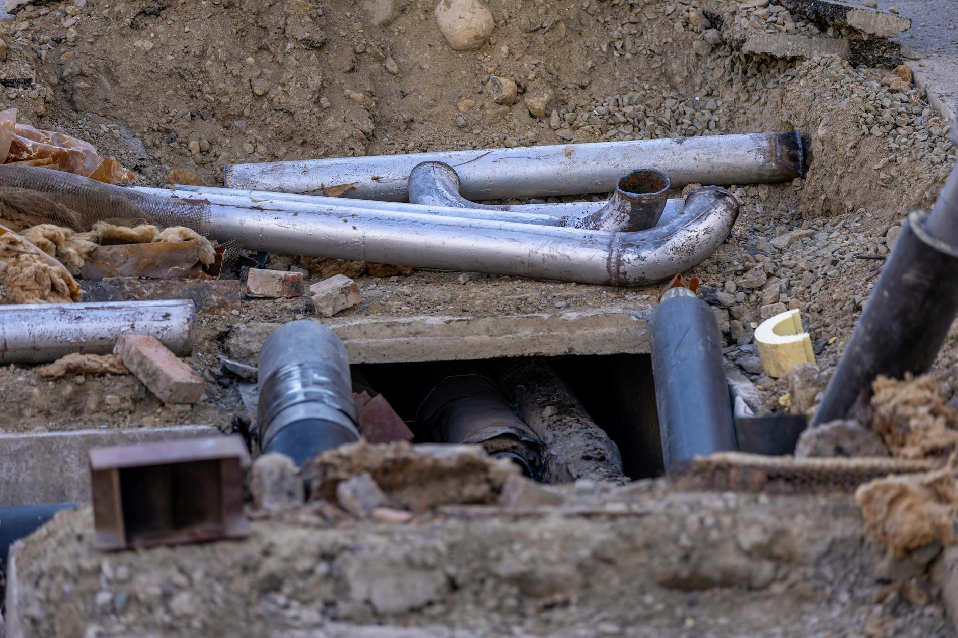 Sewer line excavation and installation